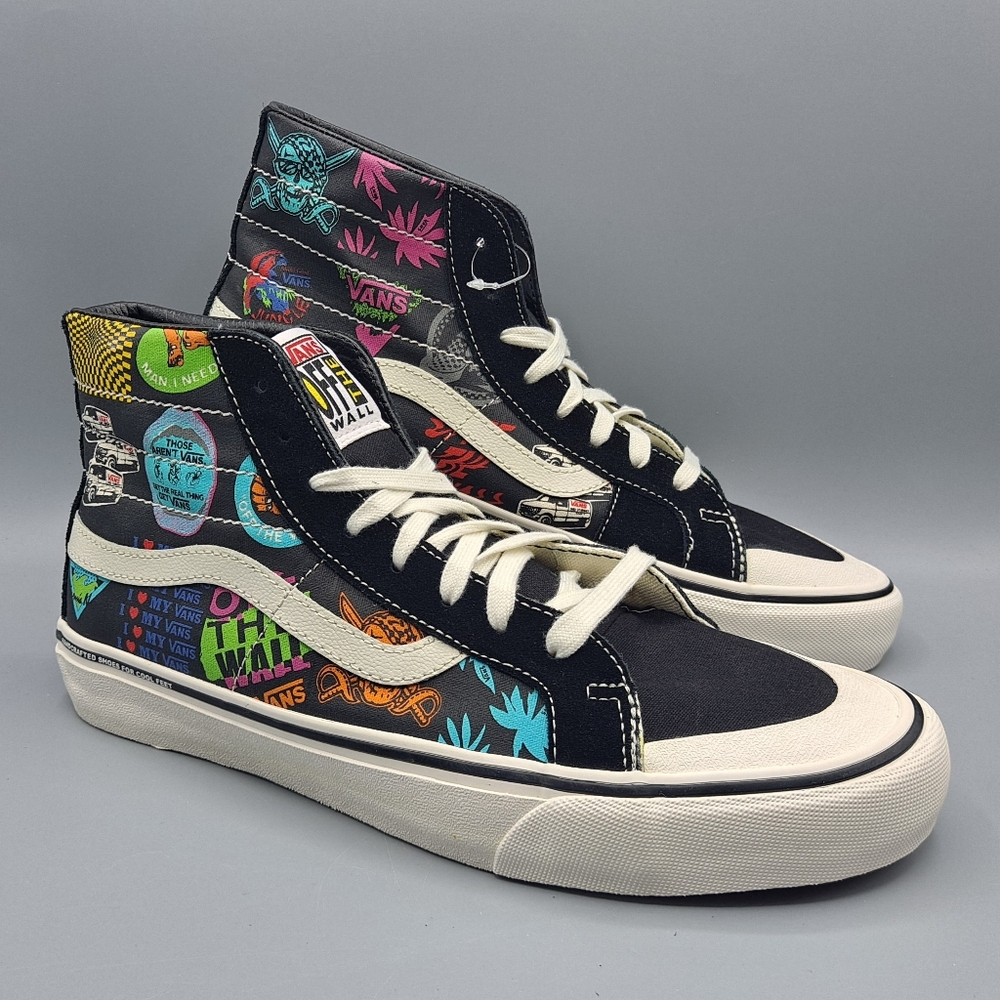 New Vans Sk8 Hi Top 138 Decon V66 Black Multi Color Retro Look Men's Size 9.5
